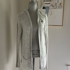 Hollister Light Gray Open Front Knit Cardigan